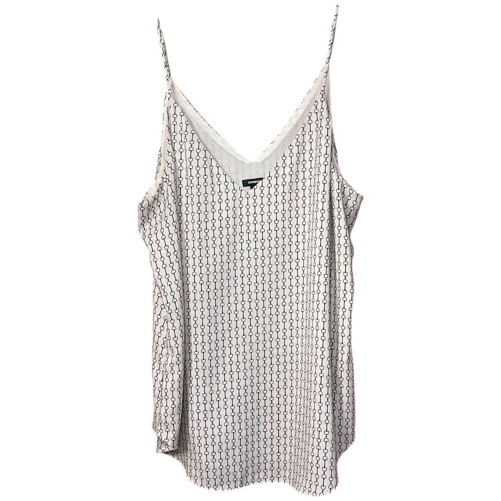 Express Horsebit Print Cami Tank Adjustable Straps Ivory Black M